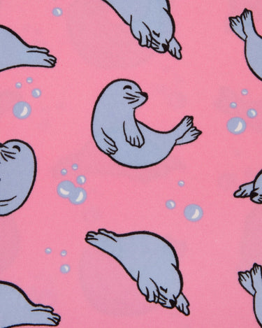 Kids' Pink Seal Crewneck Long Pyjama Set